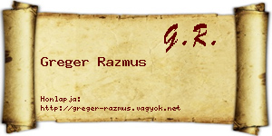 Greger Razmus névjegykártya